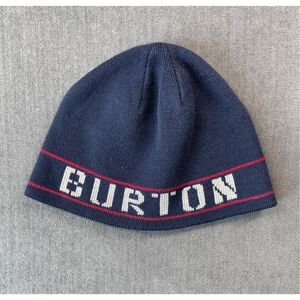 Burton Dark Blue Beanie with Red Trim and White Lettering